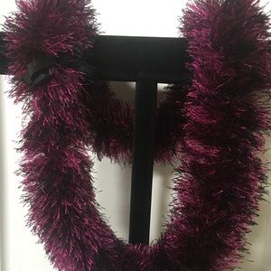 NWOT Graduation Lei Handmade Magenta & Black Fun Fur Eyelash Yarn
